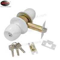 Cylindrical Knob Door LockHyland OEM  Ball  Brazil hot-sale 60/70/80/90mm Backset  for residential use with 3pcs keys, 5831white